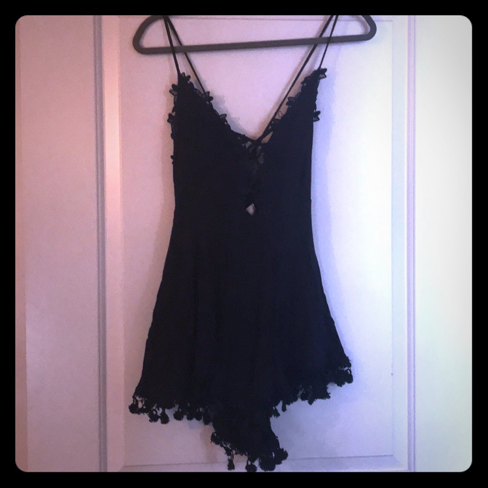 Navy Blue Tassle Romper
